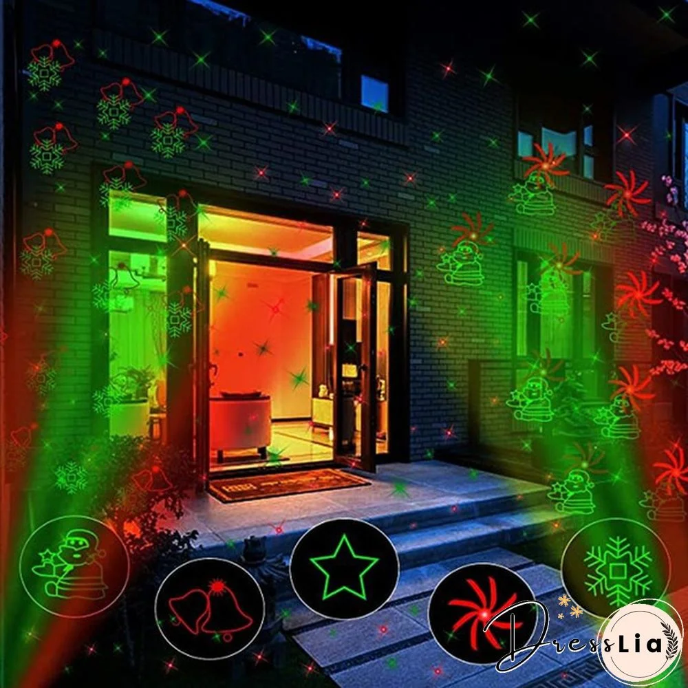 Remote control Outdoor Indoor Waterproof Green & Red Laser Projector Light for Party Landscape Garden Halloween Christmas Decoration Gift