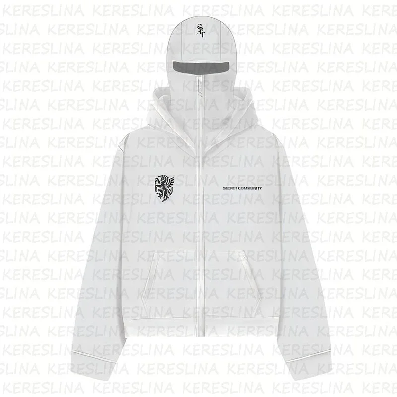 Athvotar Athvotar Brand Double Hat Unique Design Zippered Jacket Autumn And Winter New Loose Y2K Jacket