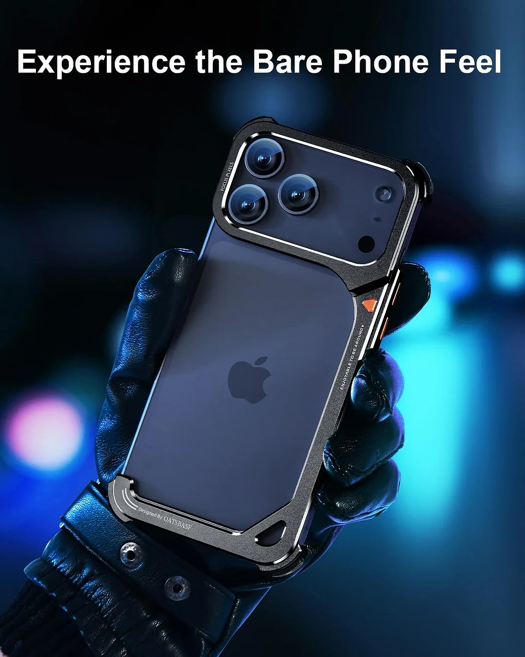 Compatible with iPhone 17 Pro Max metal protective case, aluminum frame, slim backless design, MagSafe compatible, shockproof protection, minimalist frameless phone case, natural titanium