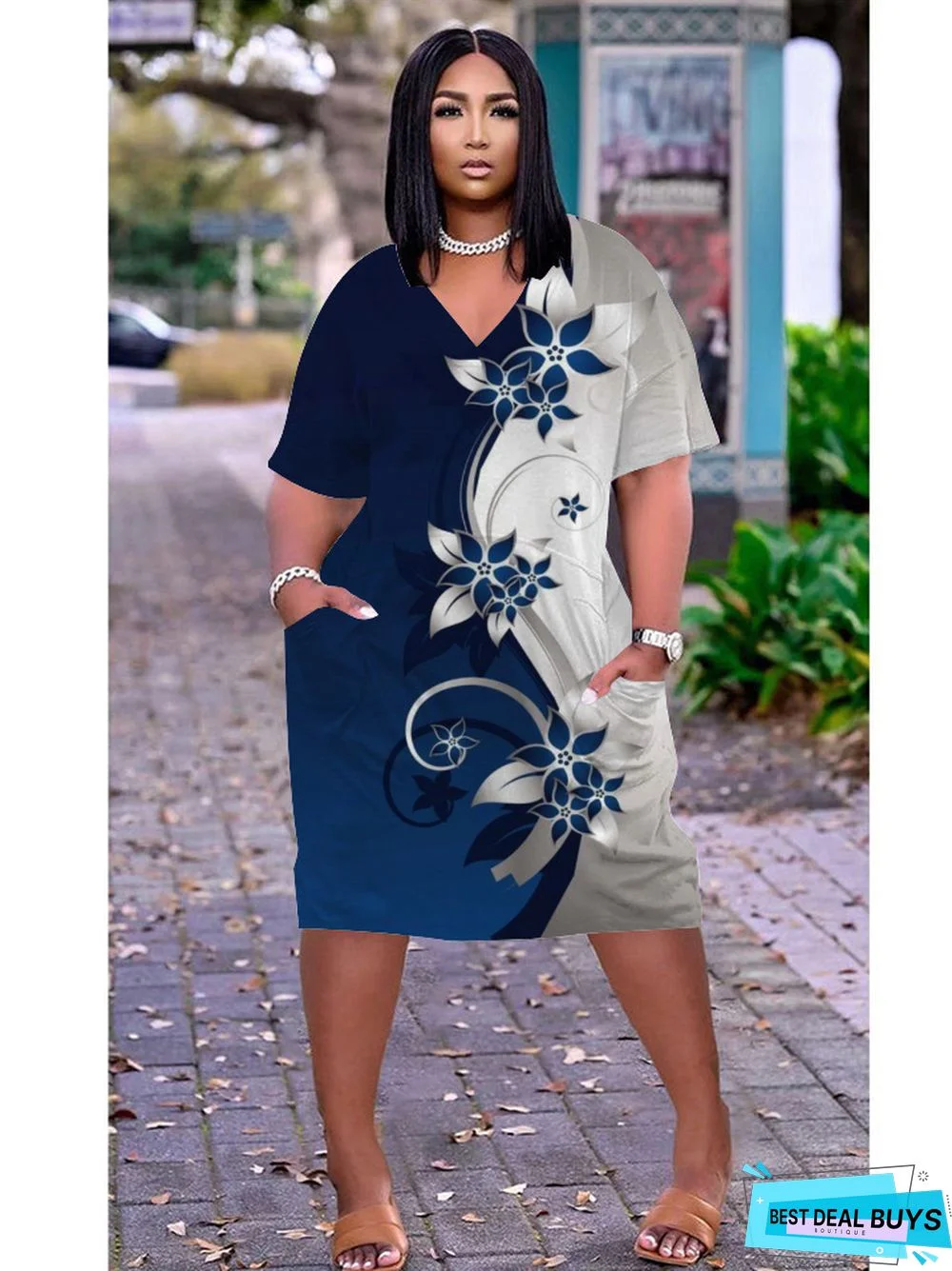 Flower Beach Skirt Loose Dress Printed Casual Dress