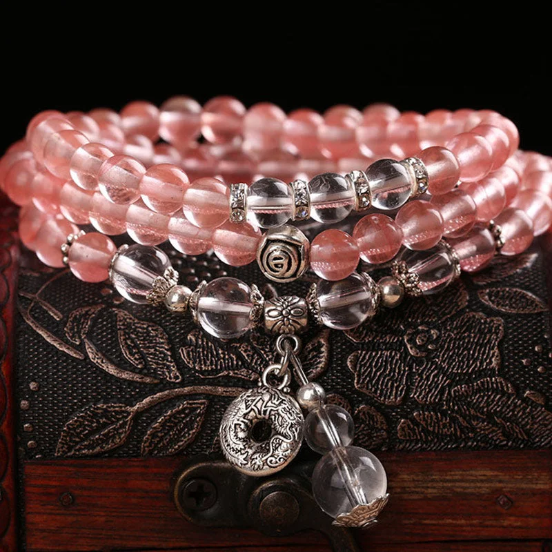 Pink Crystal Charm Healing Bracelet