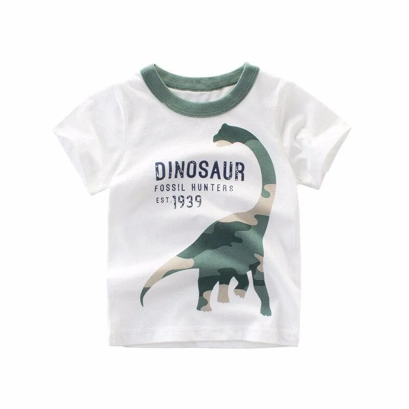 2021 Summer Boys T Shirt Children's Clothing 3-8 Years Baby Boy Short Sleeves Tops Kids Clothes Cartoon Pattern Boys T-Shirt