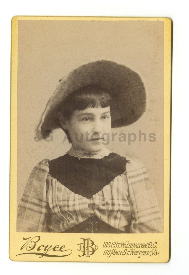 19th Century Fashion - Woman w Hat - Cabinet Card Photo Poster painting by Boyce, Norfolk, VA