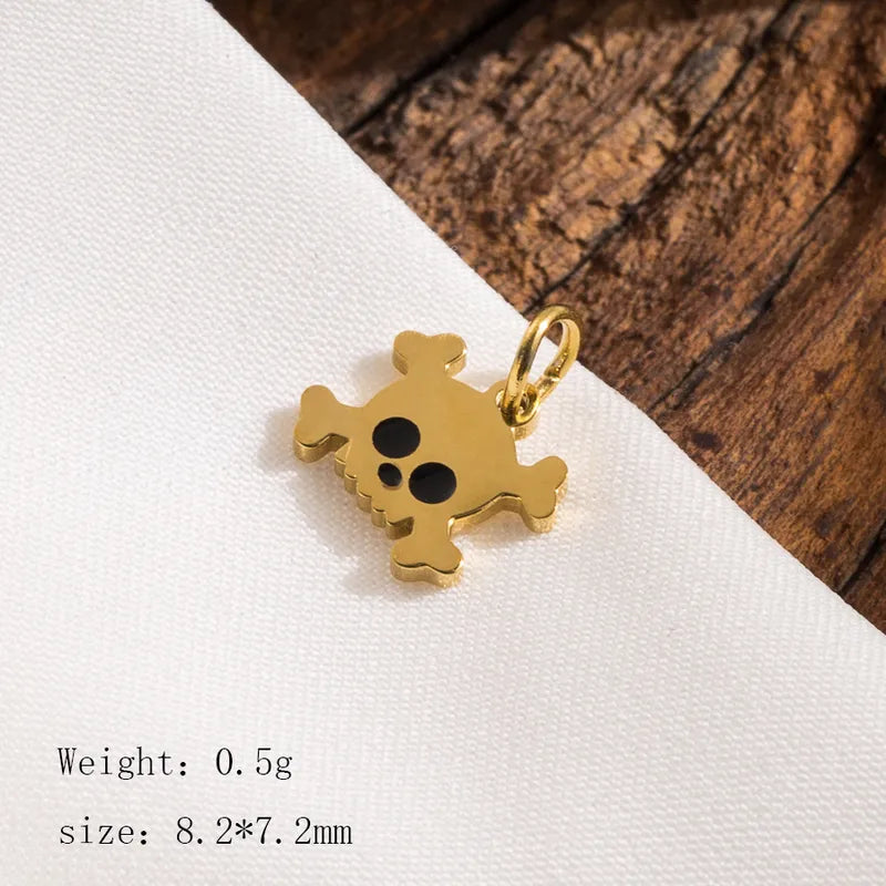 1 Piece 23*24mm Hole 3~3.9mm 304 Stainless Steel 14K Gold Plated Pumpkin Skull Ghost Polished Pendant Jewelry Accessories