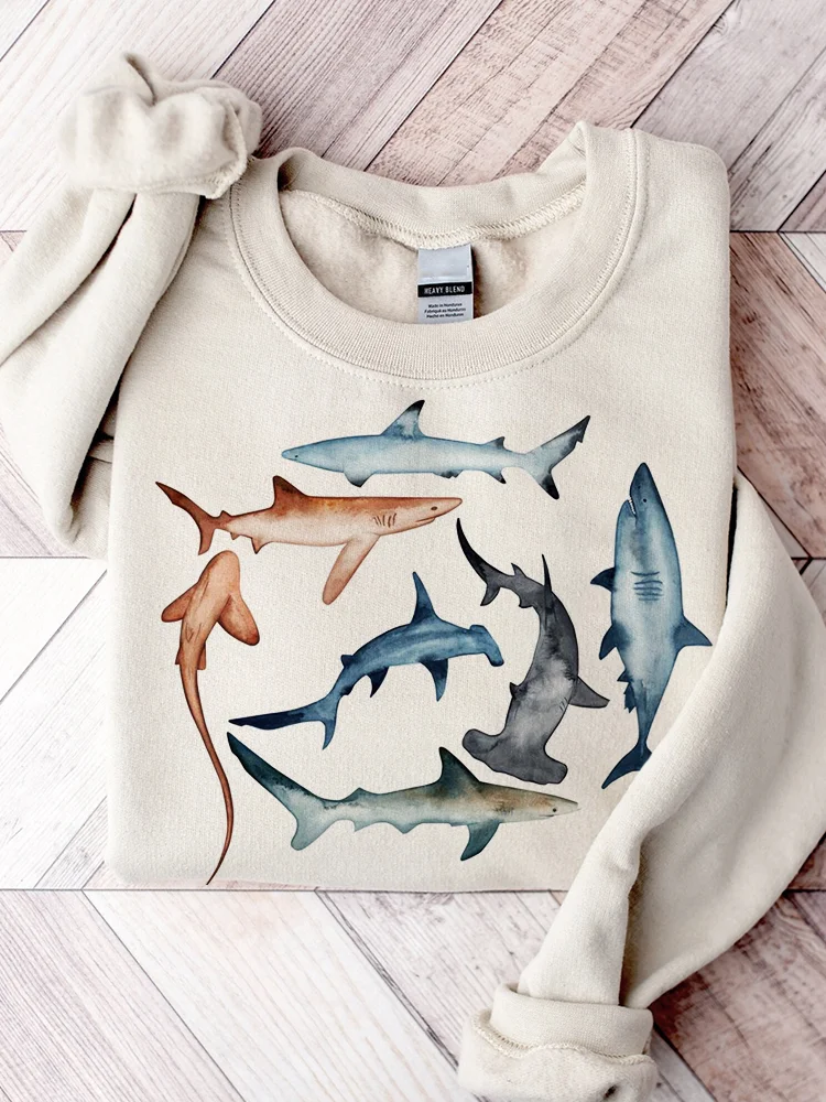 Species of Sharks Watercolor Comfy Sweatshirt