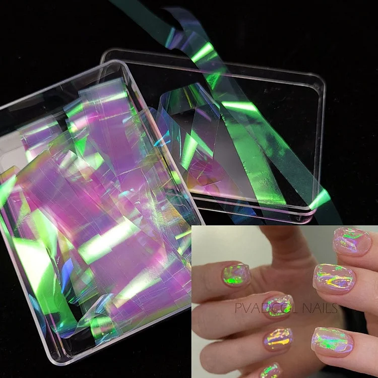 Tetty Aurora Nails Glass Foil Film Sticker Korean Nail Trend Design Manicure Decoration Tool