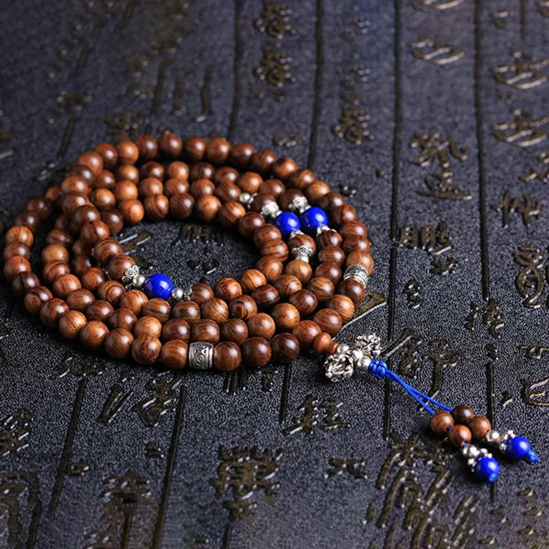 108 Beads Natural Rosewood Necklace Healing Bracelet Mala