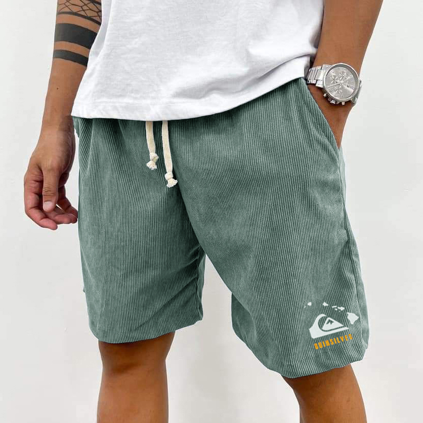 Men's Retro Casual Printed Corduroy Shorts Lixishop 