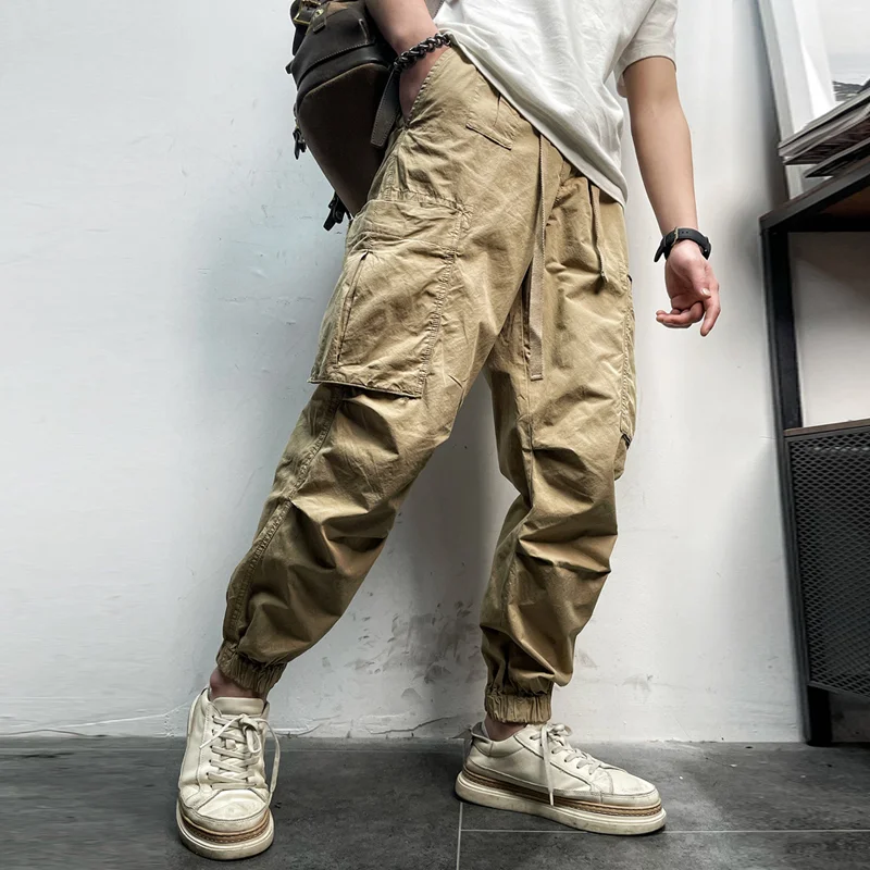 Thin Elastic Waist Pocket Versatile Casual Pants