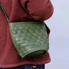 Hand Woven Vintage Leather Woven Crossbody Bag