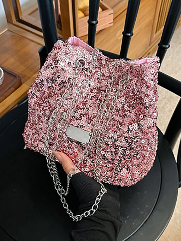 Sequined Drawstring Chains Handbags Crossbody Bags Bags