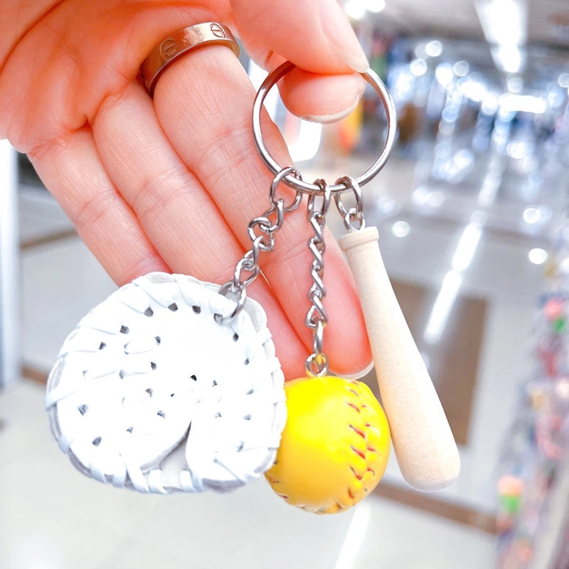 Fashion Baseball Pu Leather Unisex Bag Pendant Keychain
