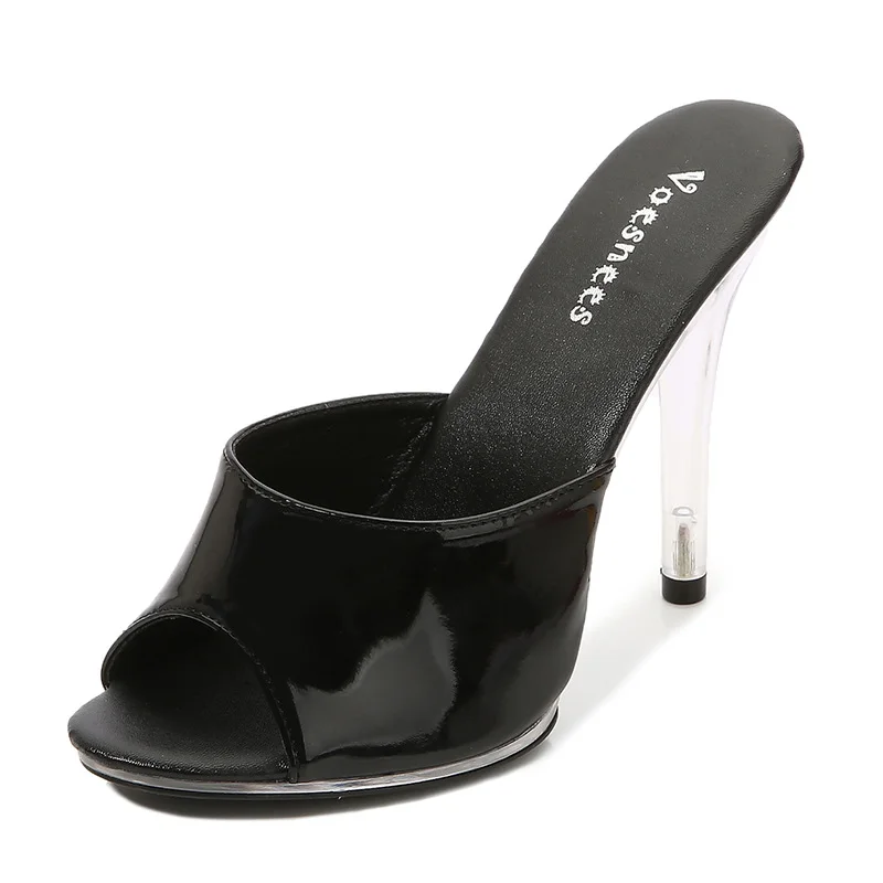 Tanguoant Tanguoant Sexy Super Heels 11CM High Nightclub Clear Slippers Sex Shoes Plus Size Shoes