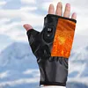 Rechargeable USB Fingerless Heated Gloves w/3 Heating Levels for Sports Skiing