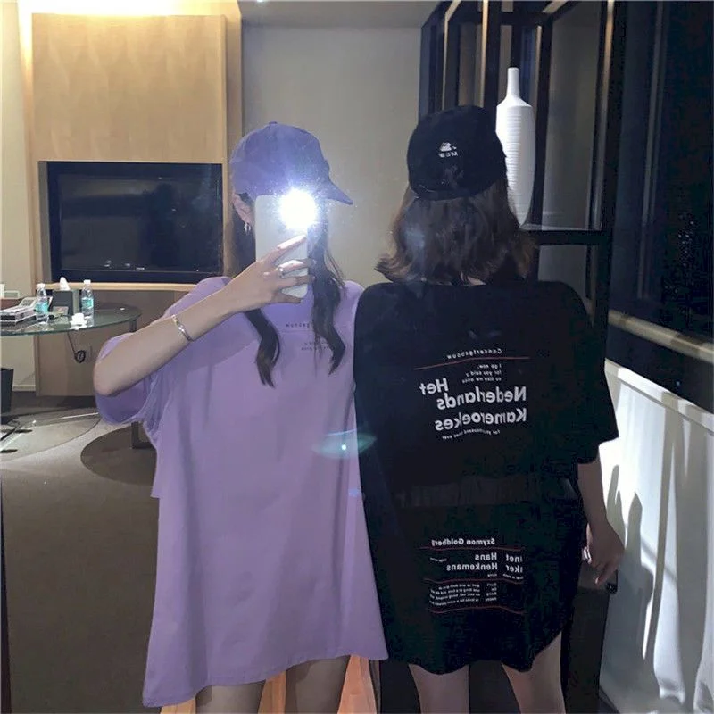 T-shirt women's top design sense mesh stitching cotton short-sleeved T-shirt women 2020 new Korean version loose mid-length