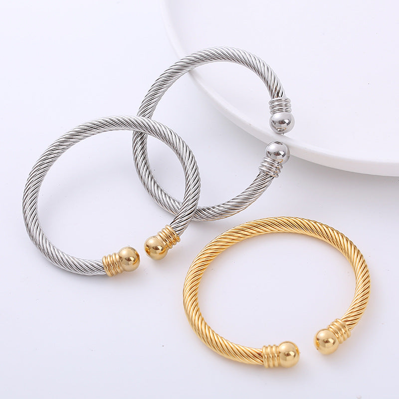 Retro Vintage Stainless Steel Electroplating Bangles