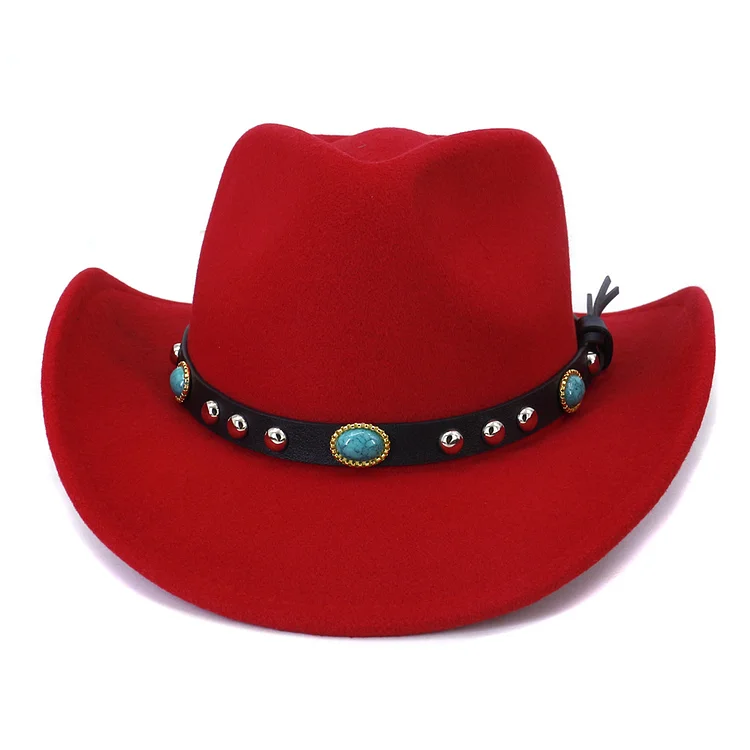 Karl Heart Top Wool Western Hat - Red