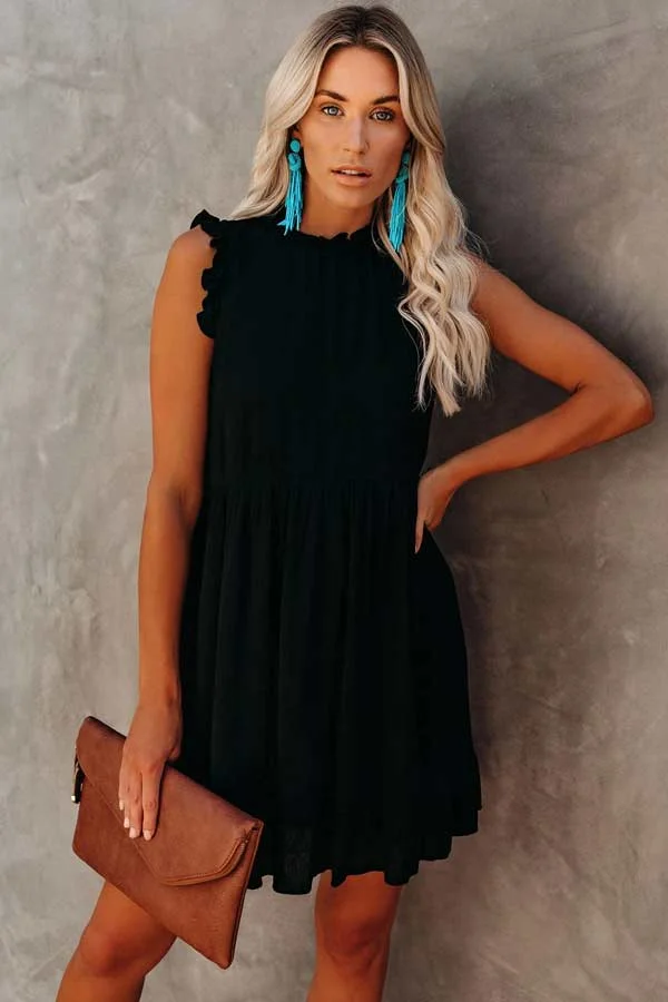 Lovely Sleeveless Ruffled Mini Dress