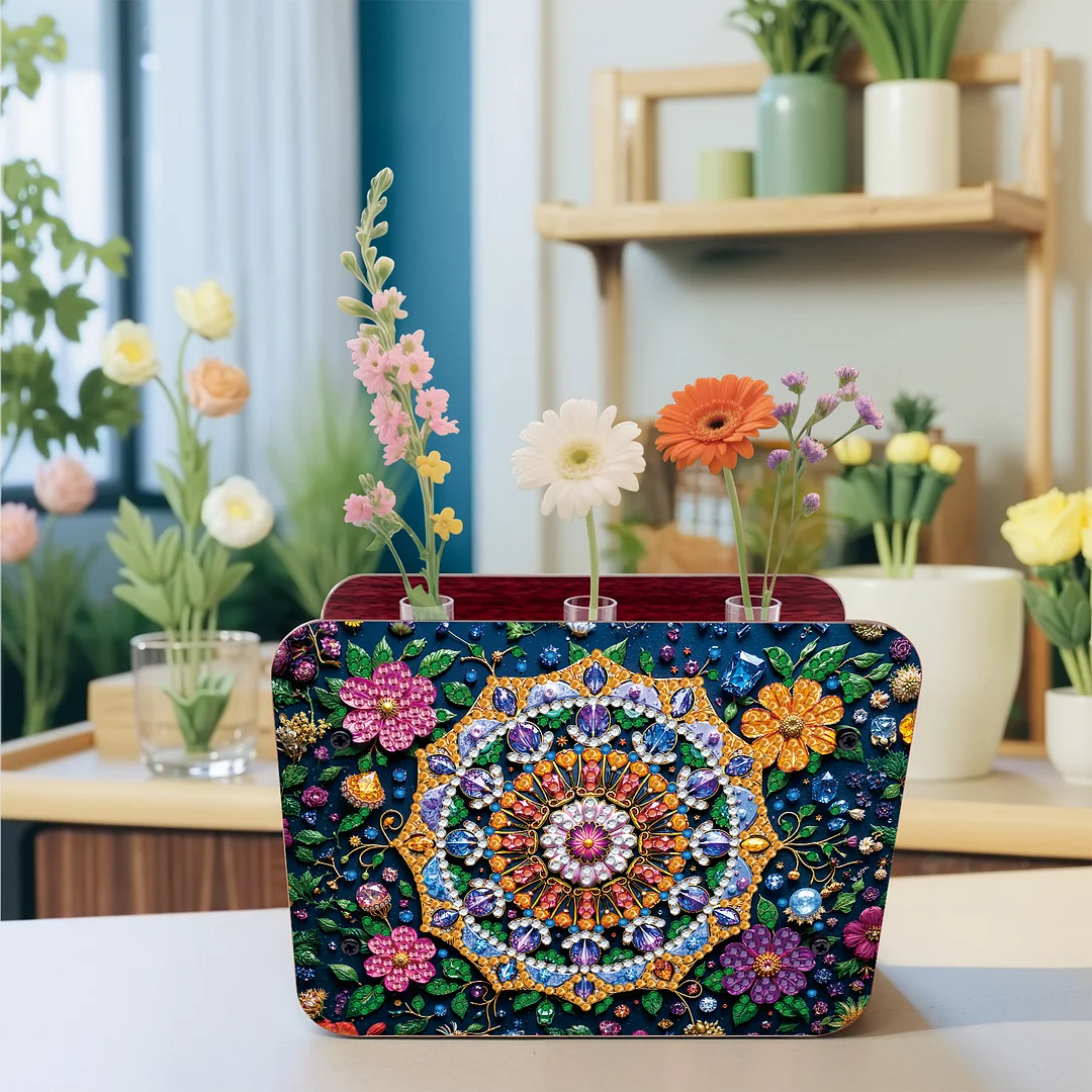 Mandala DIY Flower Vase Wooden Double Sided Desktop Diamond Art Kit Home Decor