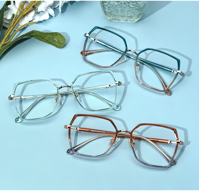 Burt Blau-Rosa Rechteckig Brille