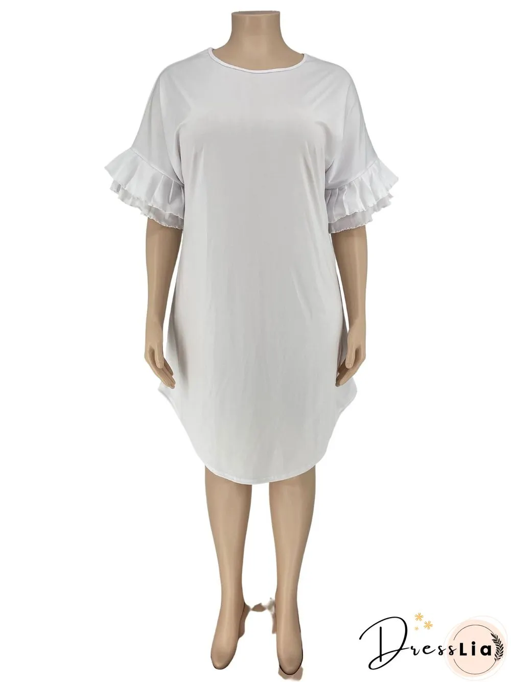 Ruffle Short Sleeve Loose Plus Size Dresses