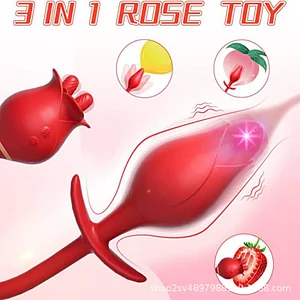 Romeo Double-pistil Tongue-licking Rose Toy With Vibrating Anal Plug