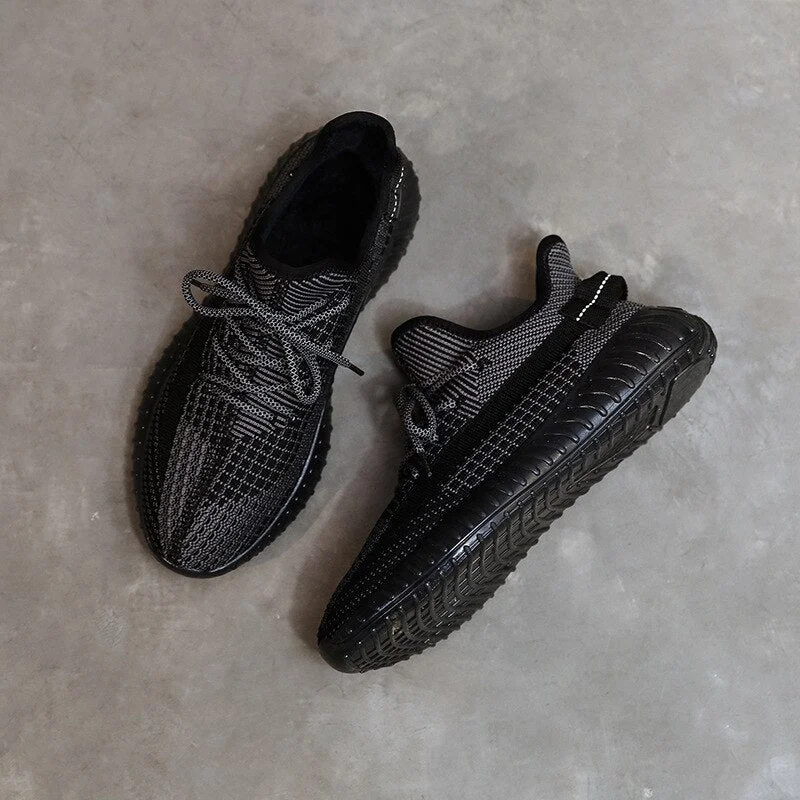 Trend Shoes Sports 2020 Winter Season New Korean Version Plus Velvet Couple Shoes Flying Woven Cover Warm Shoes