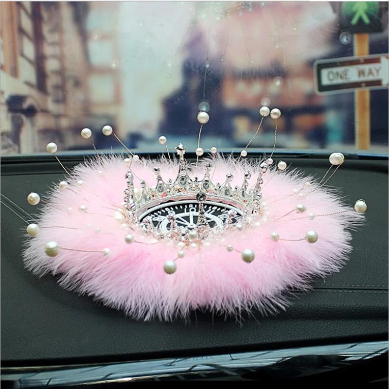 Car dashboard crown pearl clock anti-skid mat high-end creative car ornaments cellphone storage mat