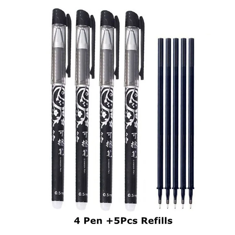 Erasable Pen Refills Rod Set 0.5mm Needle/0.7mm Bullet tip Washable Handle Erasable Ballpoint Pen for School Pen Writing Tools
