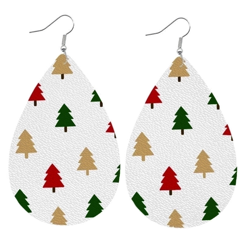 1 Pair Minimalist Classic Style Streetwear Christmas Tree Water Droplets Snowflake Pu Leather Drop Earrings