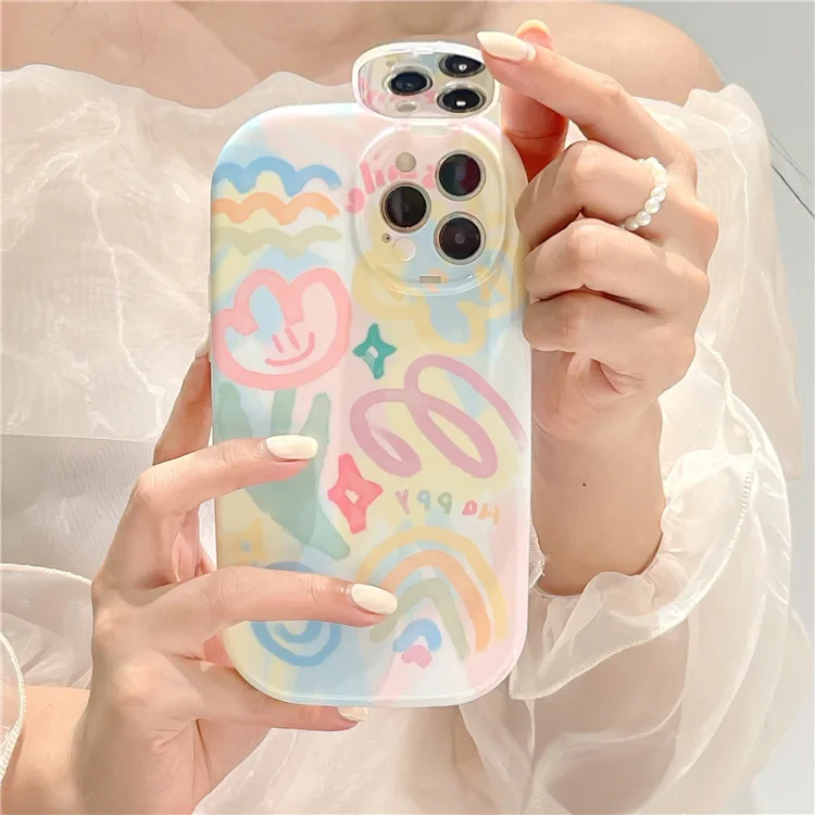 Color Doodle Flowers Phone Case With Hidden Mirror Stand