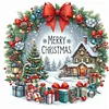 Christmas House-Partial 11CT Stamped Cross Stitch Bead Embroidery 36*36cm/14.17*14.17in tapestrymarket