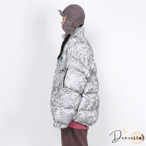 Solid Color Casual Short Parka Winter The New Fashion Reflective Flannelette Warm Women
