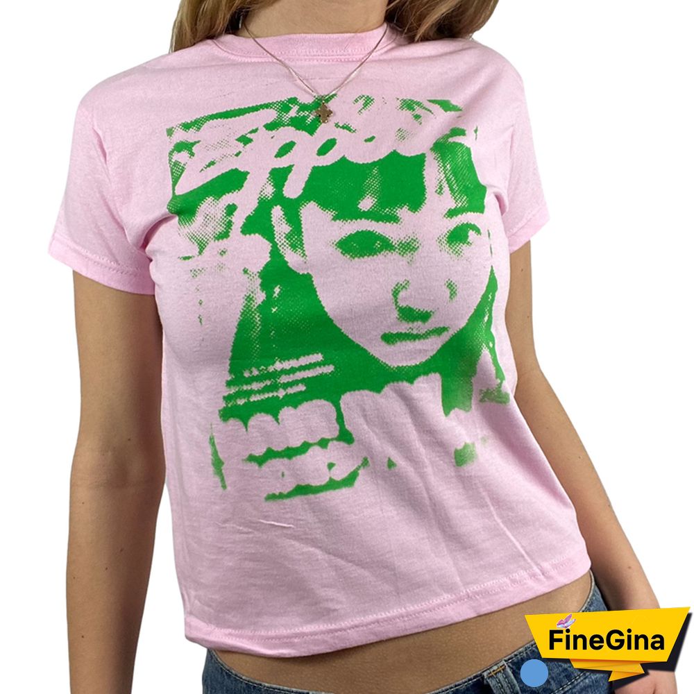 Gothic Portrait Print T-shirt Aesthetic Short Sleevle Sweats Tees Harajuku Streetwear White Crop Top Women Clothes