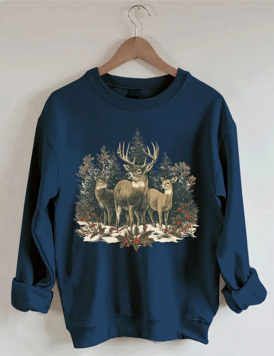 Retro Christmas Deer Sweatshirt