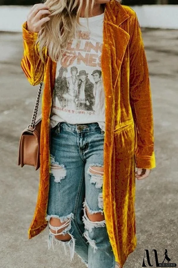 MidiSono - Velvet Pocket Long Coat