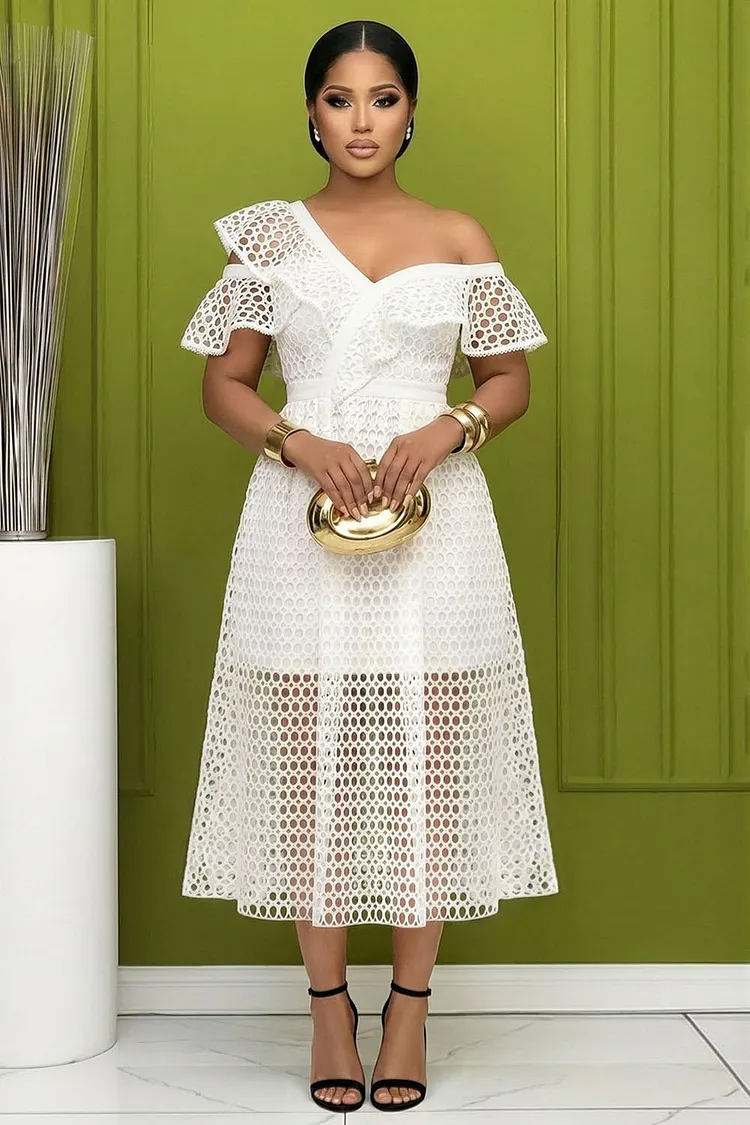 off shoulder satin maxi dress Tribal Poplin Lace-Trim Tiered Maxi Dress