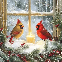 Winter Cardinals by the Window - Diamond Painting