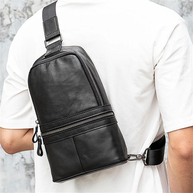 Fashion Durable Soft Leather Shoulder Bags Vintage Chest Packs