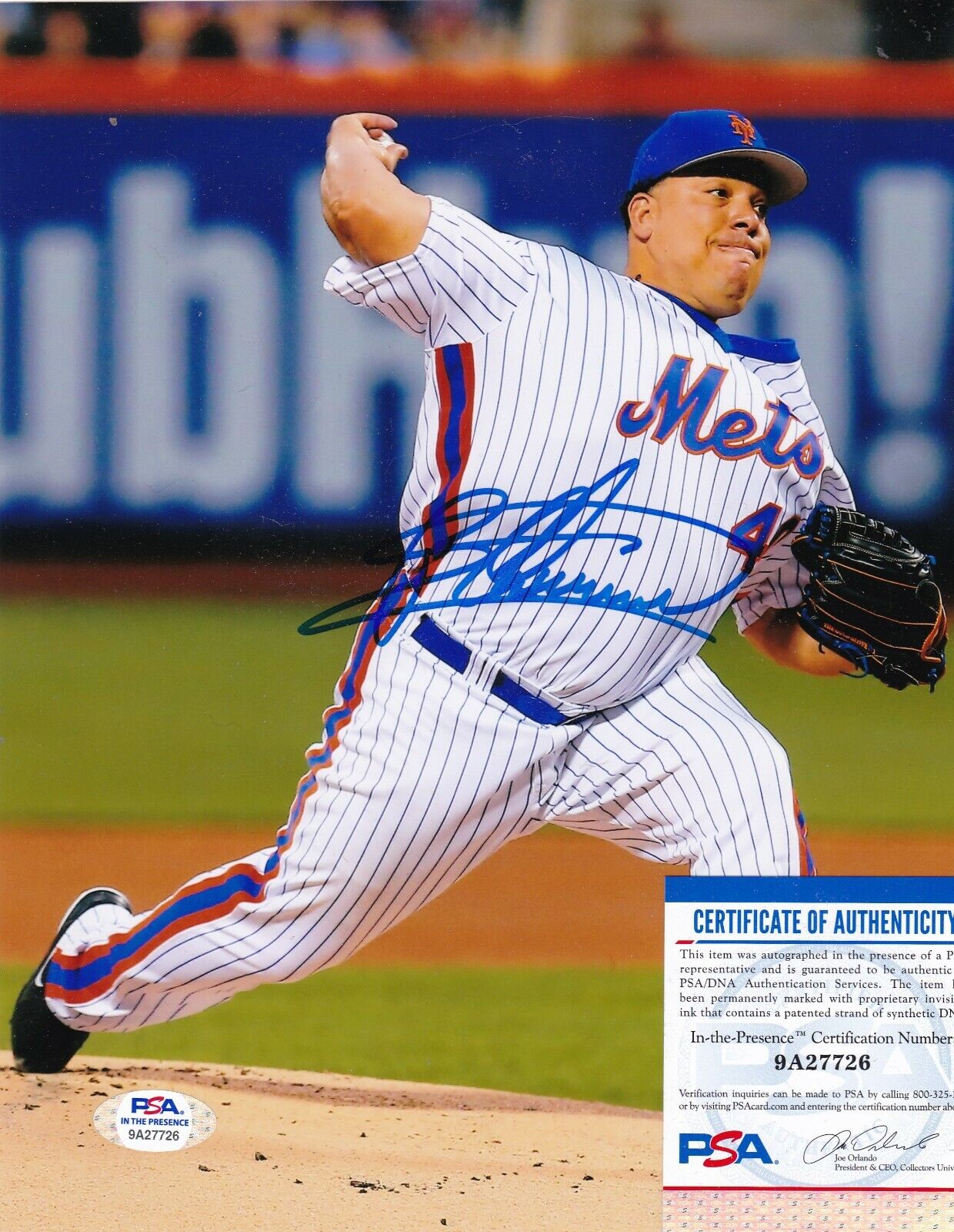 BARTOLO COLON NEW YORK METS PSA AUTHENTICATED ACTION SIGNED 8x10