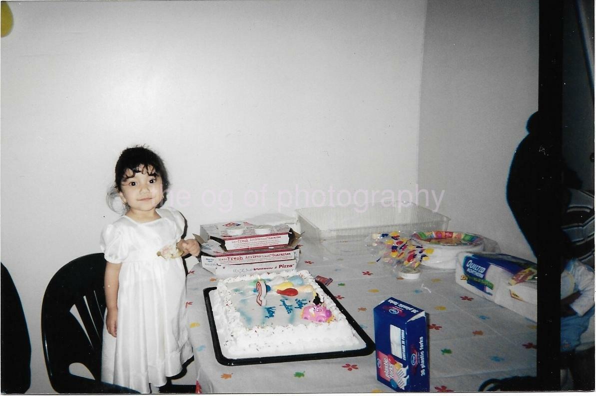 BIRTHDAY GIRL Pizza + Cake FOUND Photo Poster painting Color PORTRAIT Precious Snapshot 99 14 P