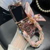 Suitable for Samsung ZFLIP mobile phone case leopard print magnetic rhinestone creative folding protective cover