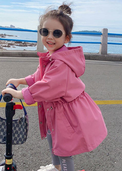 VCSHOES Rose Hooded Drawstring Cotton Girls Coats Spring