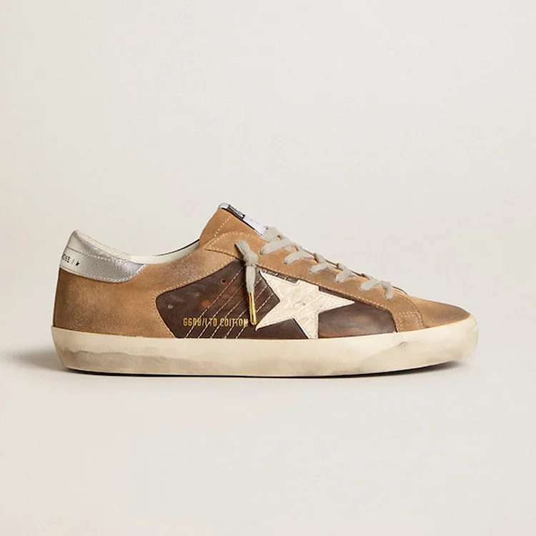 Golden Goose Super-Star LTD de piel marrón y ante tabaco con estrella blanca