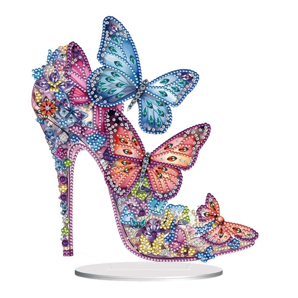 DIY Jeweled Heels Single Side Round+Special Shape diamond Painting Tabletop Ornaments for Office Desktop Decor
