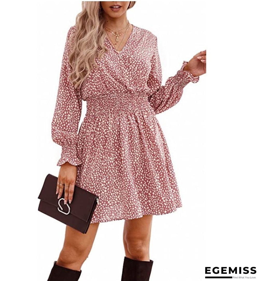 V-neck Printed Casual Women's Dress | EGEMISS