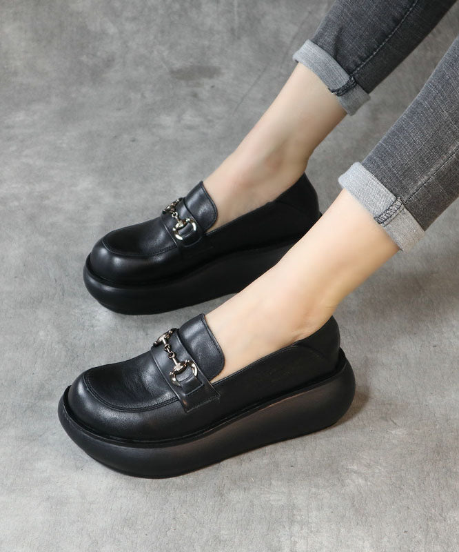 VCSHOES Black Loafers For Women Platform Loafers