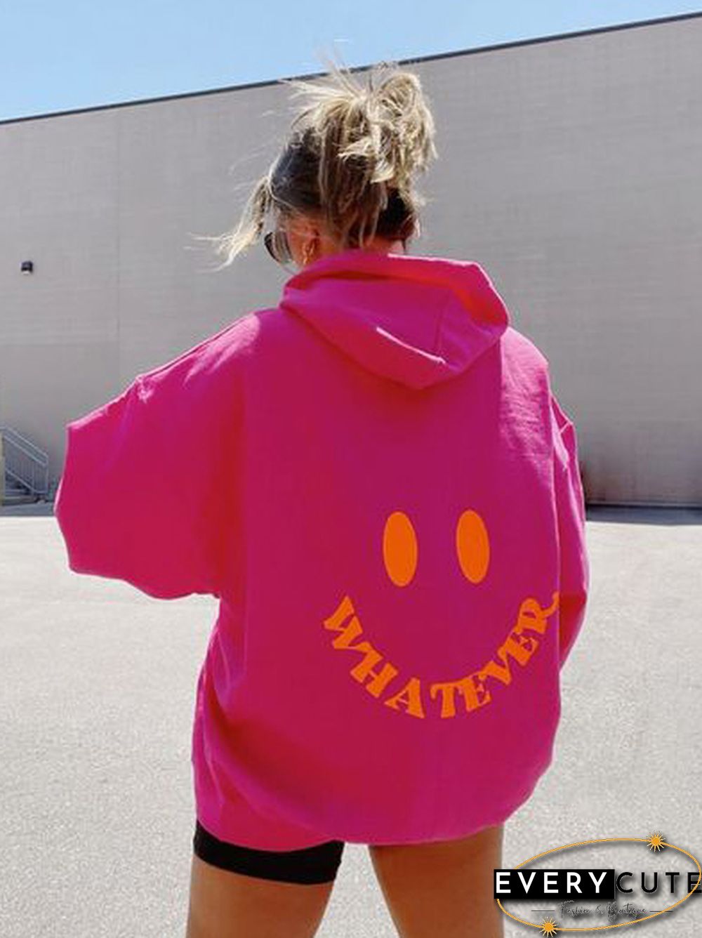 Whatever Smiley Print Women's Casual Sweatshirt