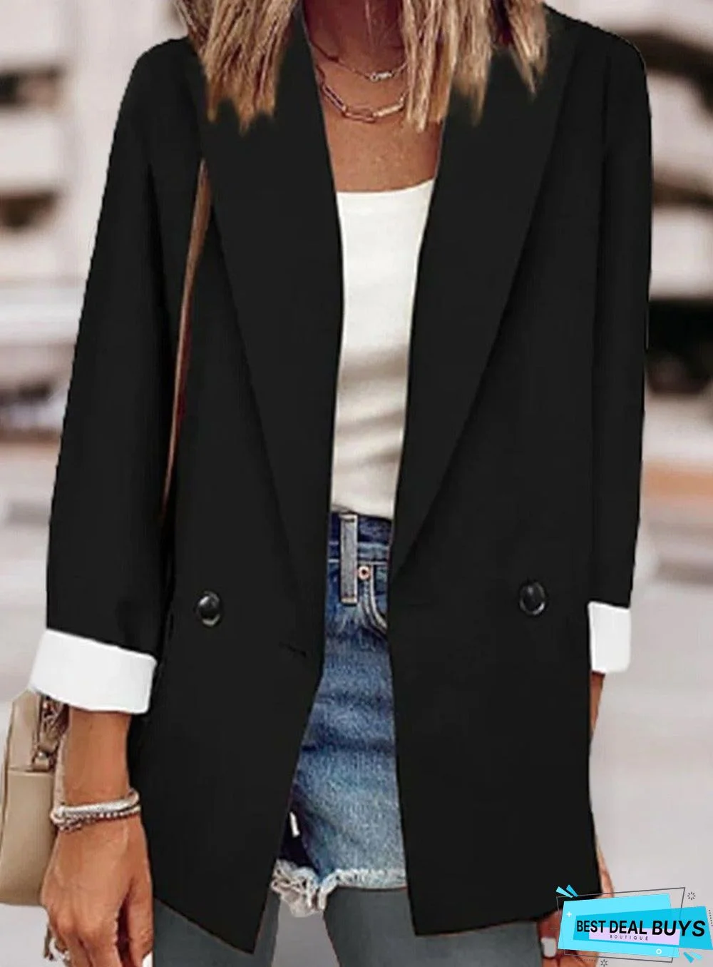 Black Double Pocket Casual All-Match Blazer