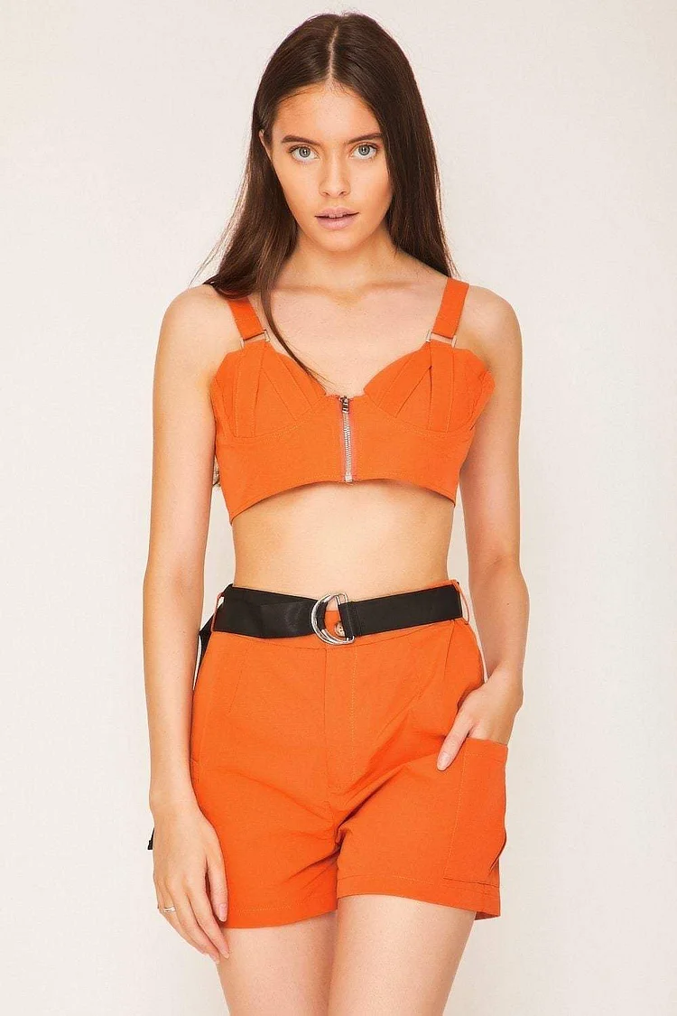 Orange Zip Front Bralette Katch Me